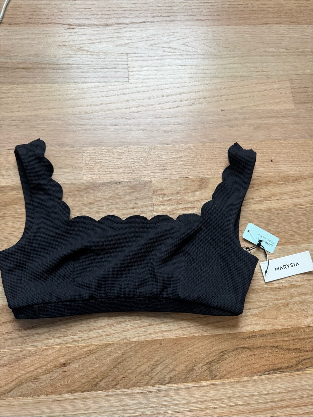 Marysia Swim Black Scallop-Edge Bikini Top